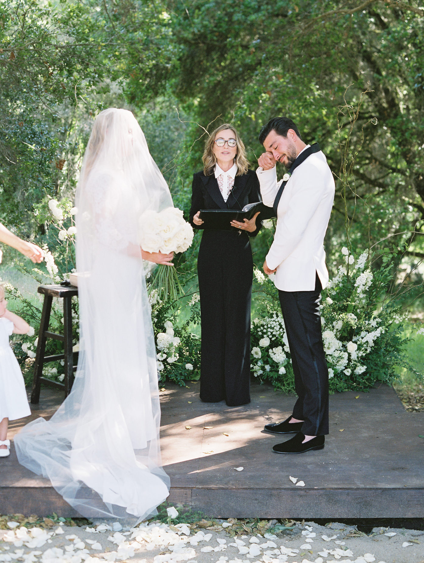 Groom crying at altar during Wedding in The Rolling Hills of Aptos 