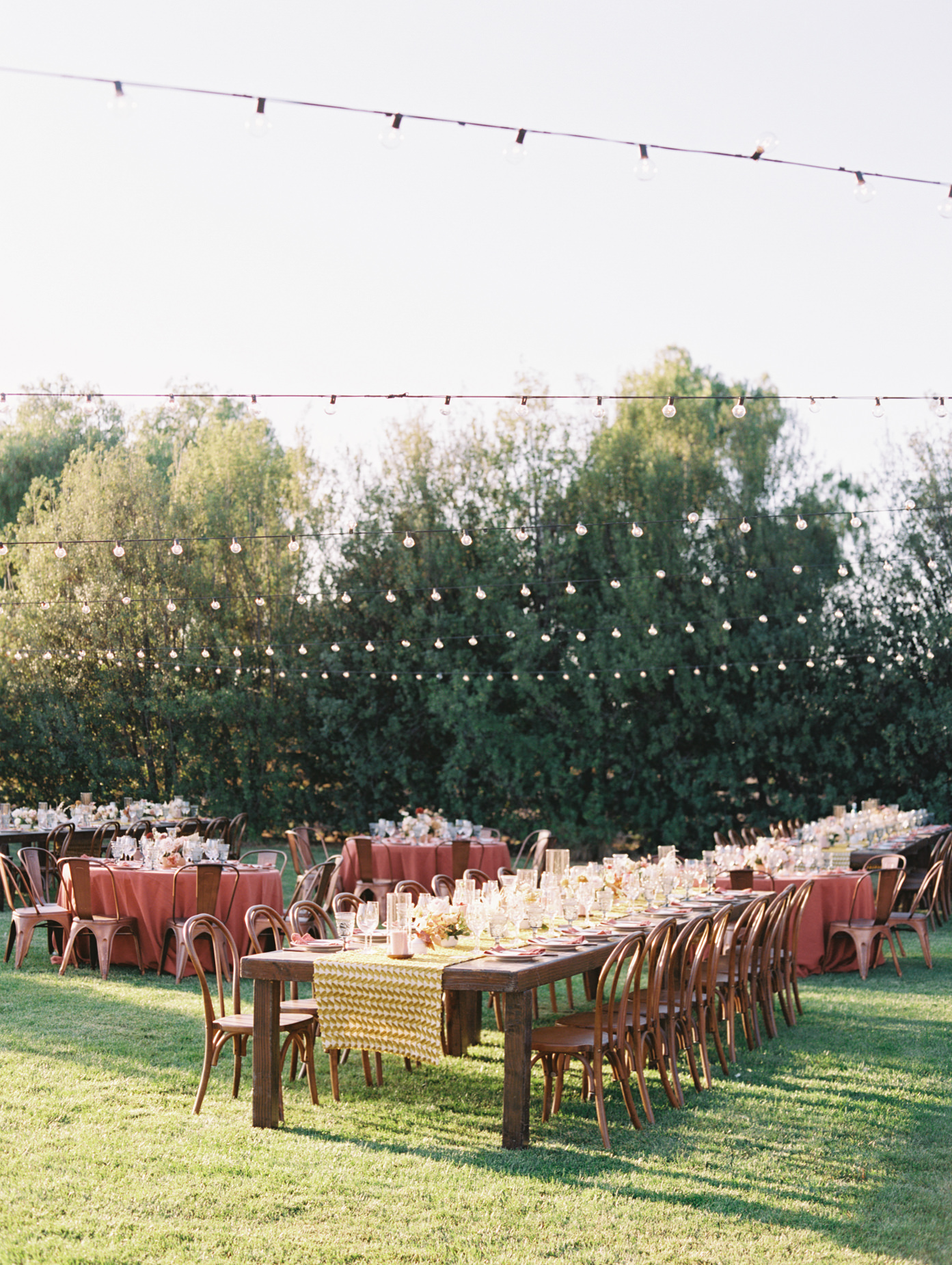Wedding reception tables outdoor at Luxury wedding at Greengate Ranch
